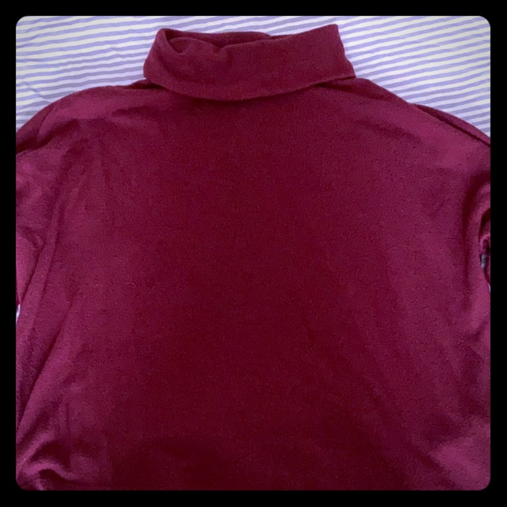 Wine colored fleece cropped turtleneck